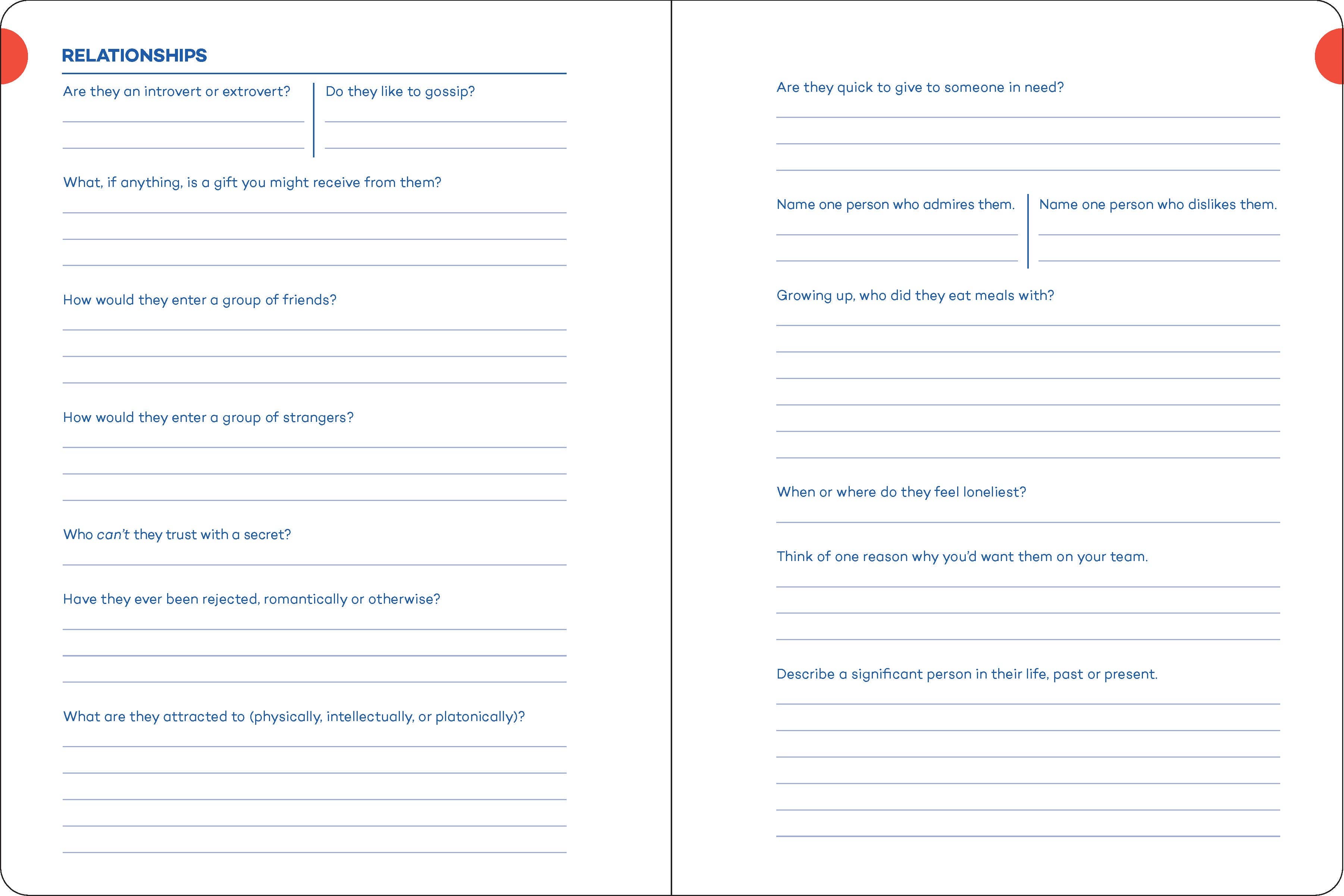 A Writer's Journal for Creating Characters: Quick Prompts for Novelists, Screenwriters, Playwrights, Roleplayers & Storytellers: Quick Prompts for Novelists, Screenwriters, Playwrights, Roleplayers & Storytellers