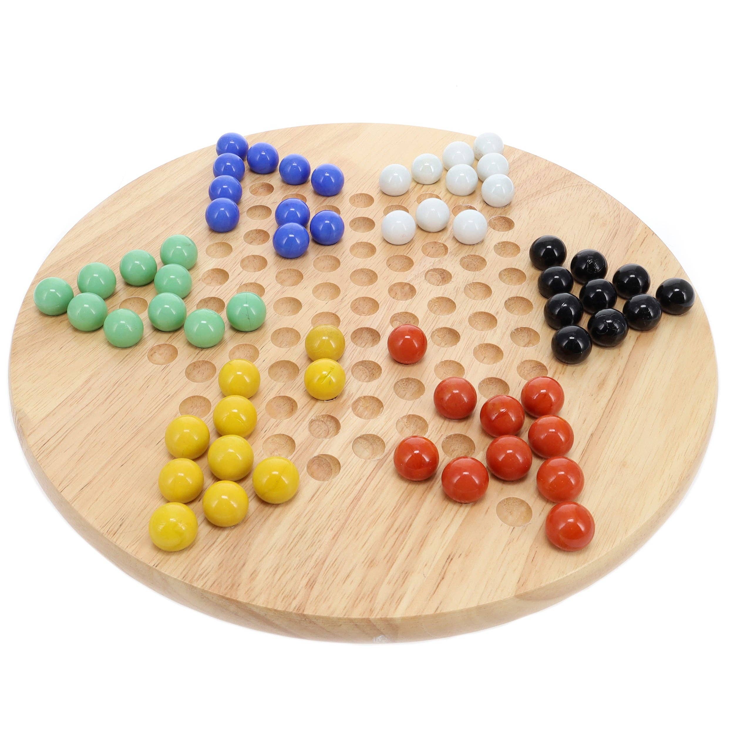 Wood Chinese Checkers Set with Glass Marbles - 11.5 Inch